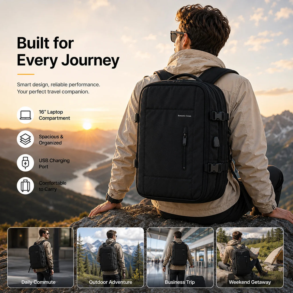 40L Expandable Travel Backpack
