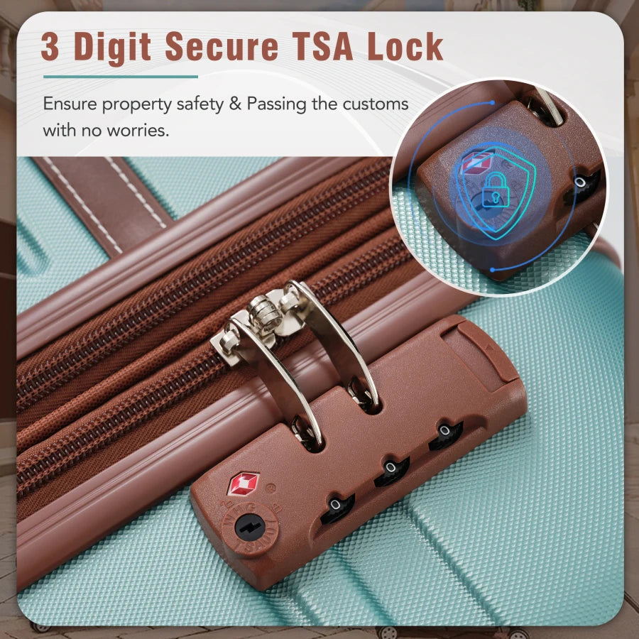 3PC Green Spinner Luggage Set