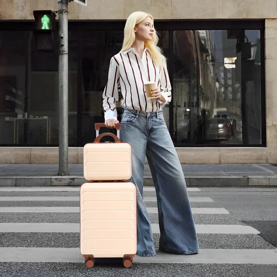 2PC ABS Spinner Luggage Set Beige