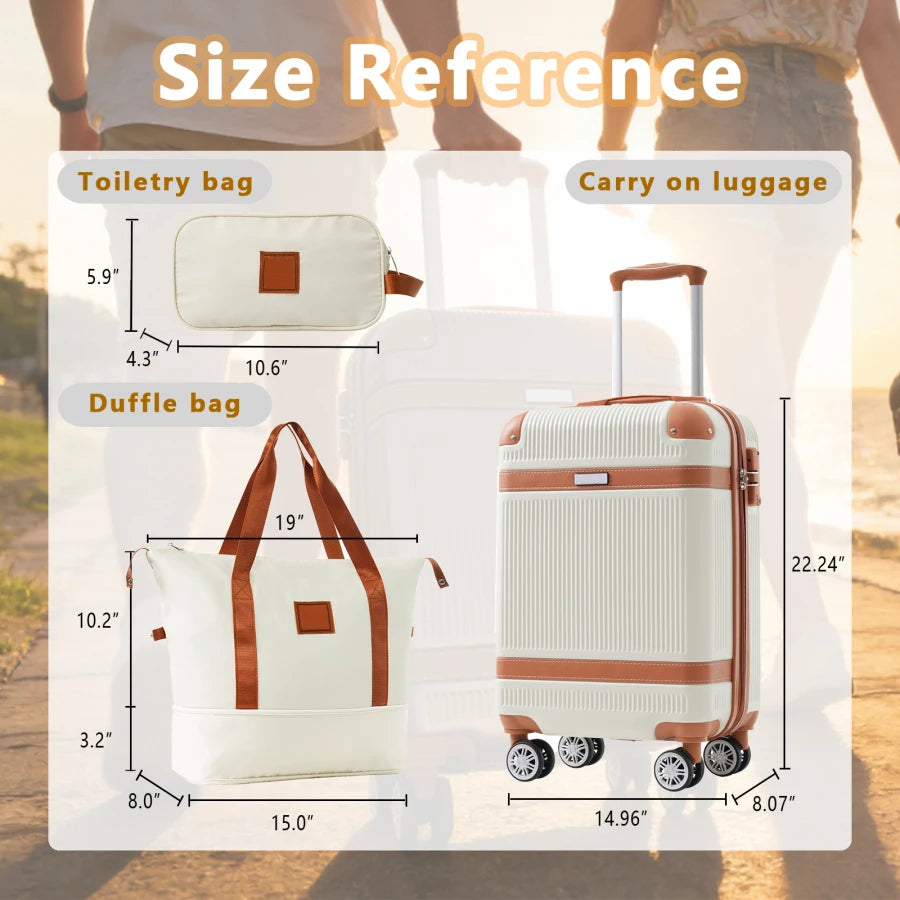 3PC ABS Carry-On Luggage Set