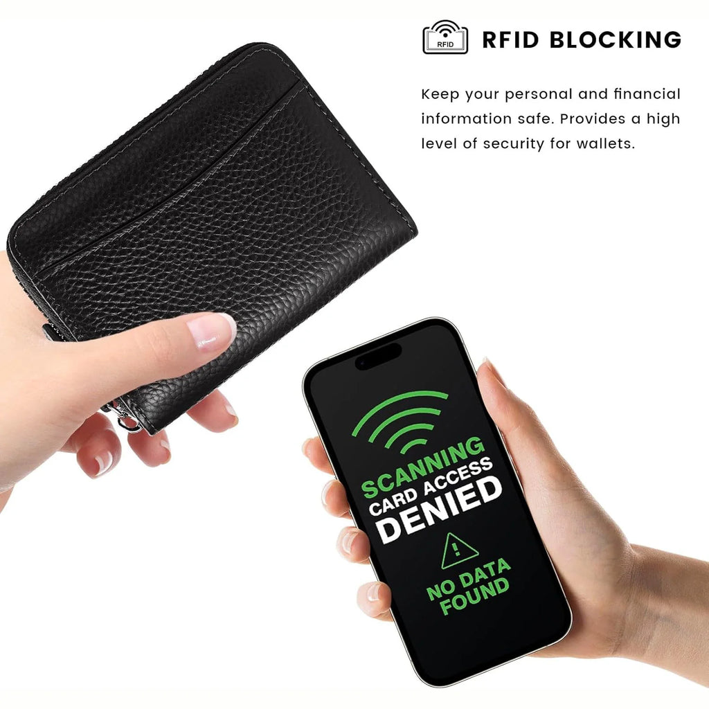 RFID Leather Zip Wallet