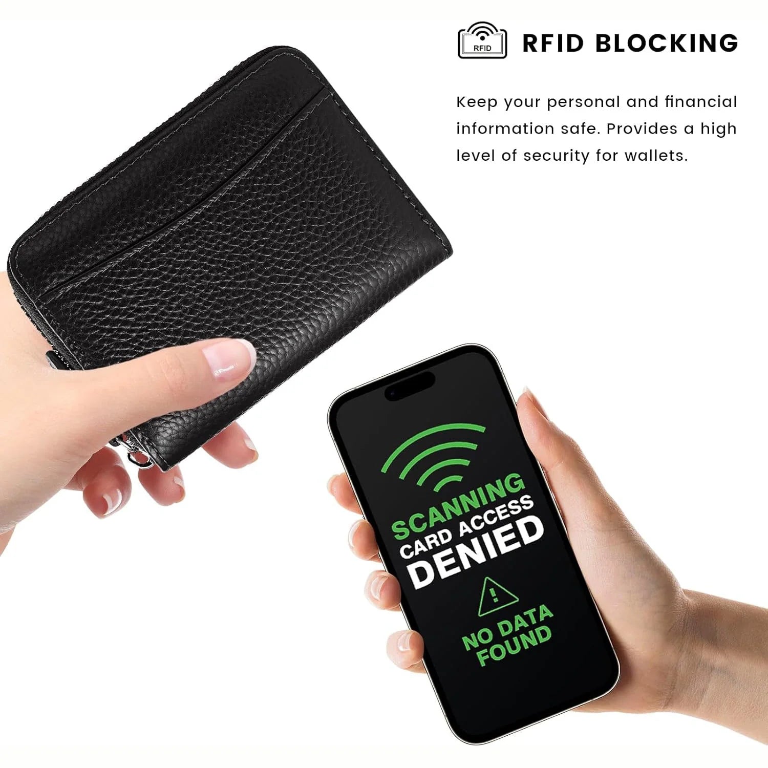 RFID Leather Zip Wallet