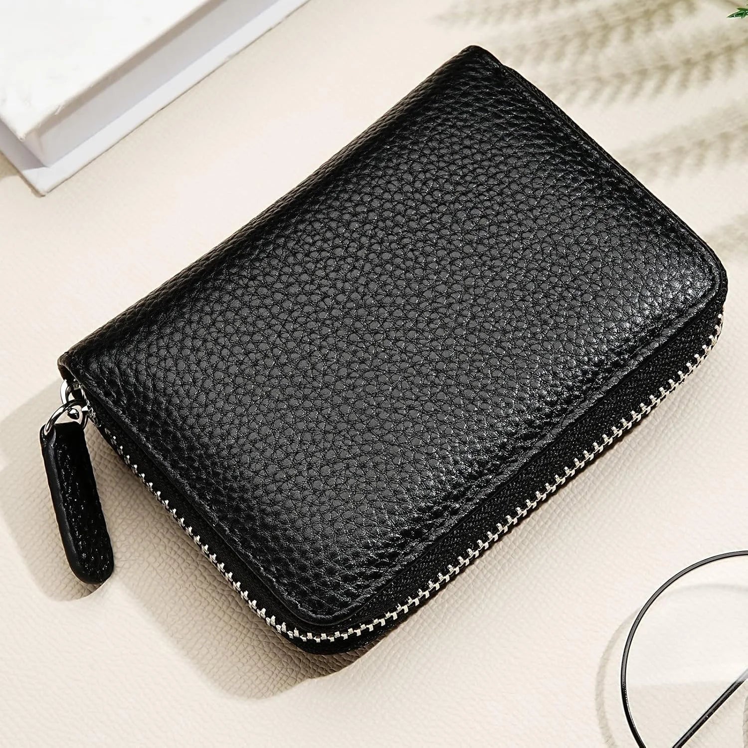 RFID Leather Zip Wallet