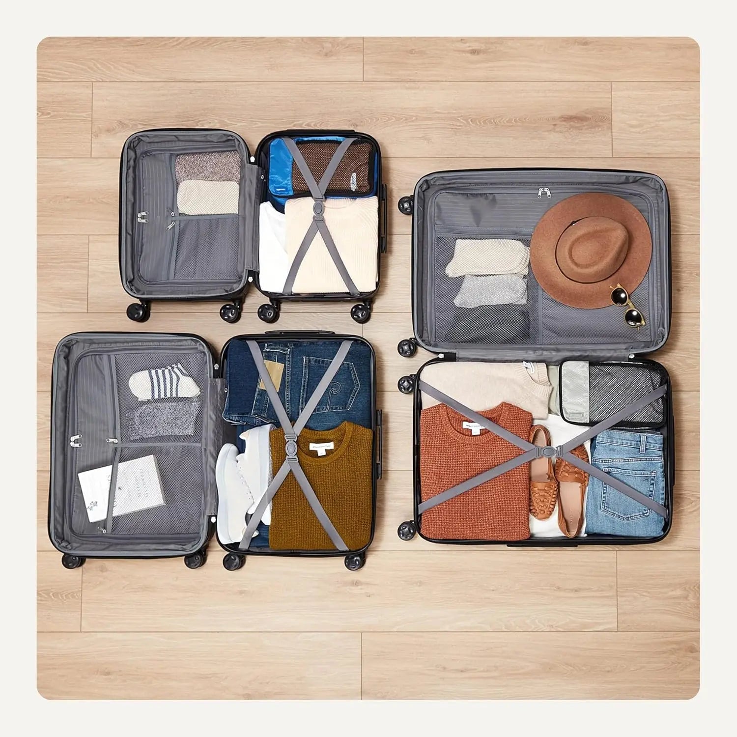3PC Orange Spinner Luggage Set