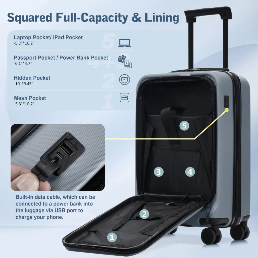 5PC Front Opening Luggage Set