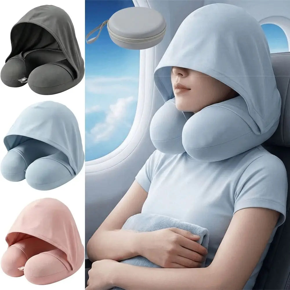 Hooded Memory Foam Travel Pillow