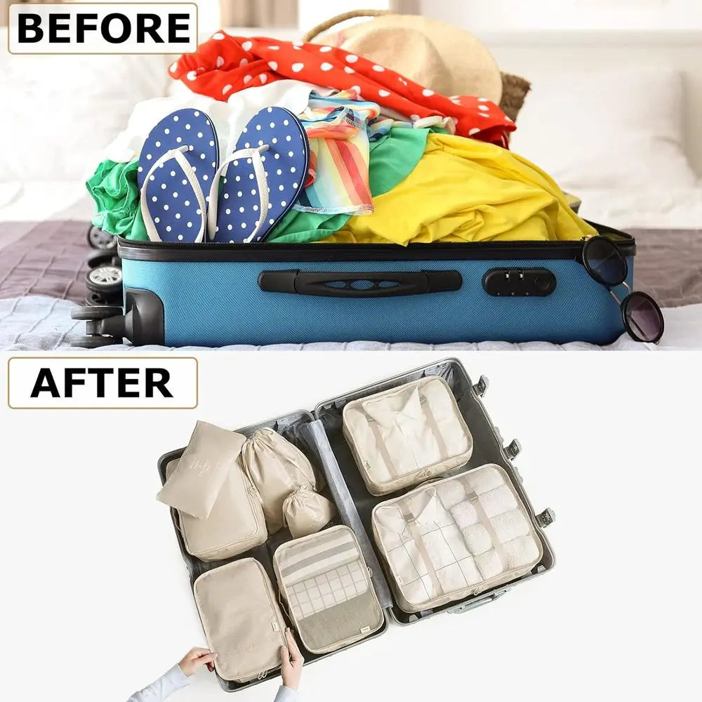 Travel Packing Cubes Set with Laundry Bag