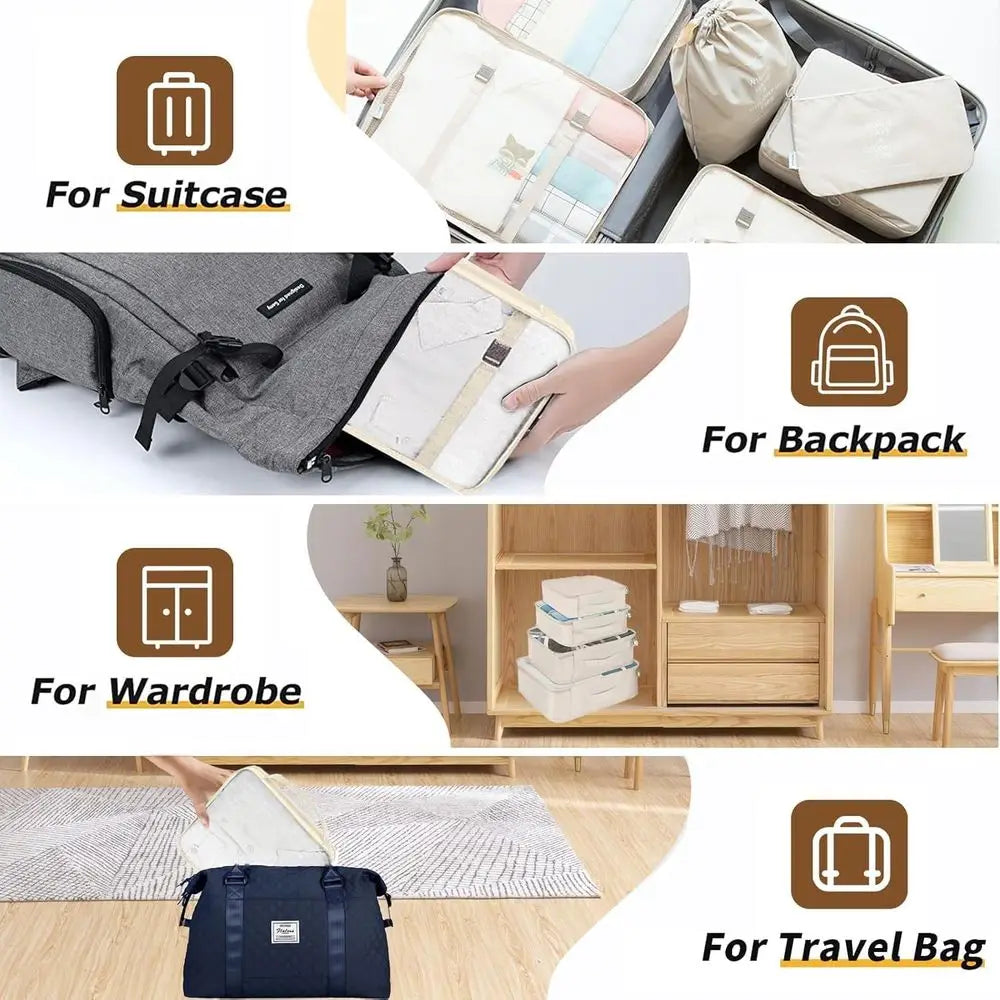Travel Packing Cubes Set with Laundry Bag