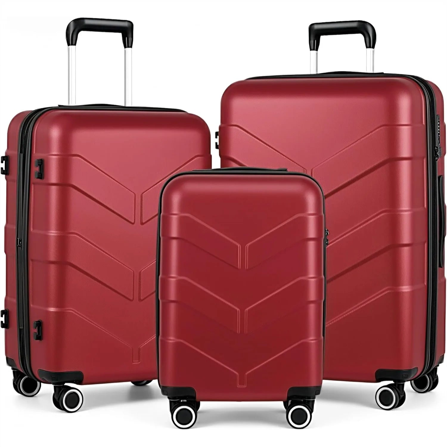 3PC Burgundy Hardshell Luggage Set