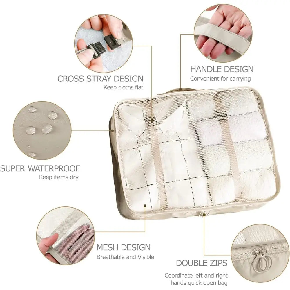 Travel Packing Cubes Set with Laundry Bag