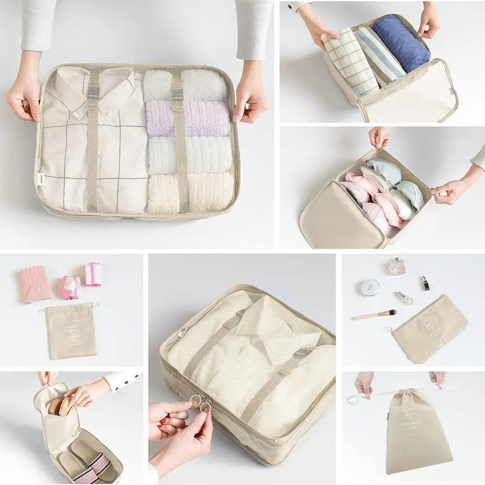 Travel Packing Cubes Set with Laundry Bag
