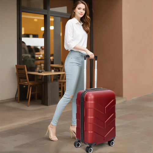 3PC Burgundy Hardshell Luggage Set