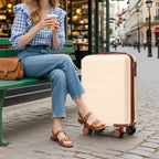 2PC ABS Spinner Luggage Set Beige