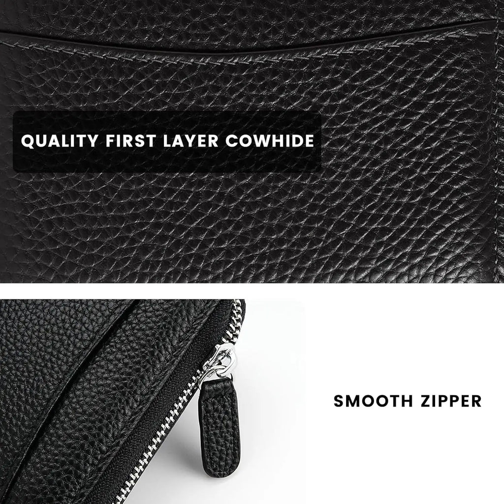 RFID Leather Zip Wallet