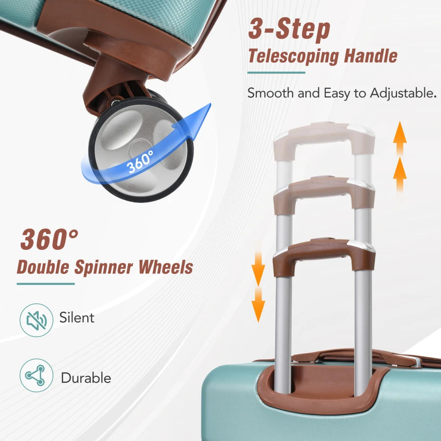 3PC Green Spinner Luggage Set