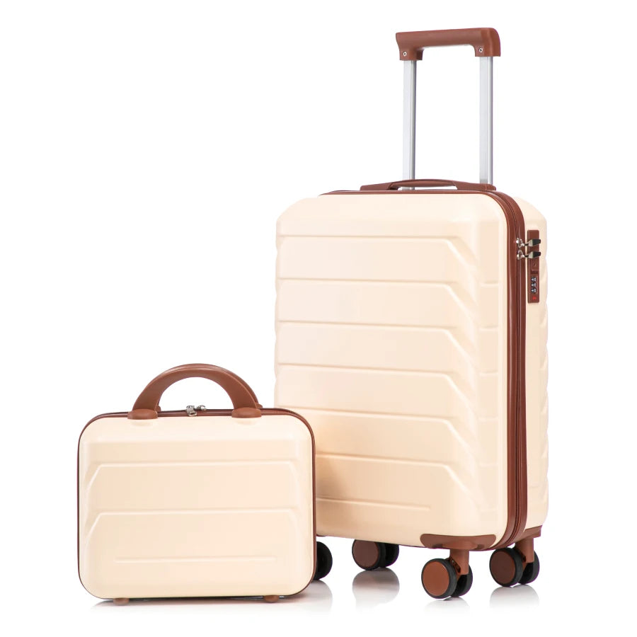 2PC ABS Spinner Luggage Set Beige
