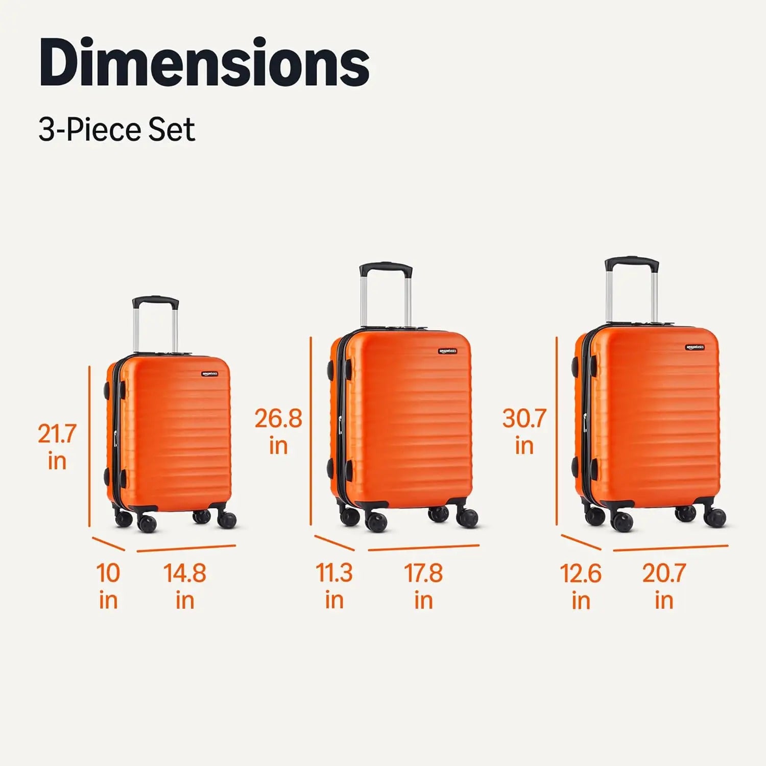 3PC Orange Spinner Luggage Set