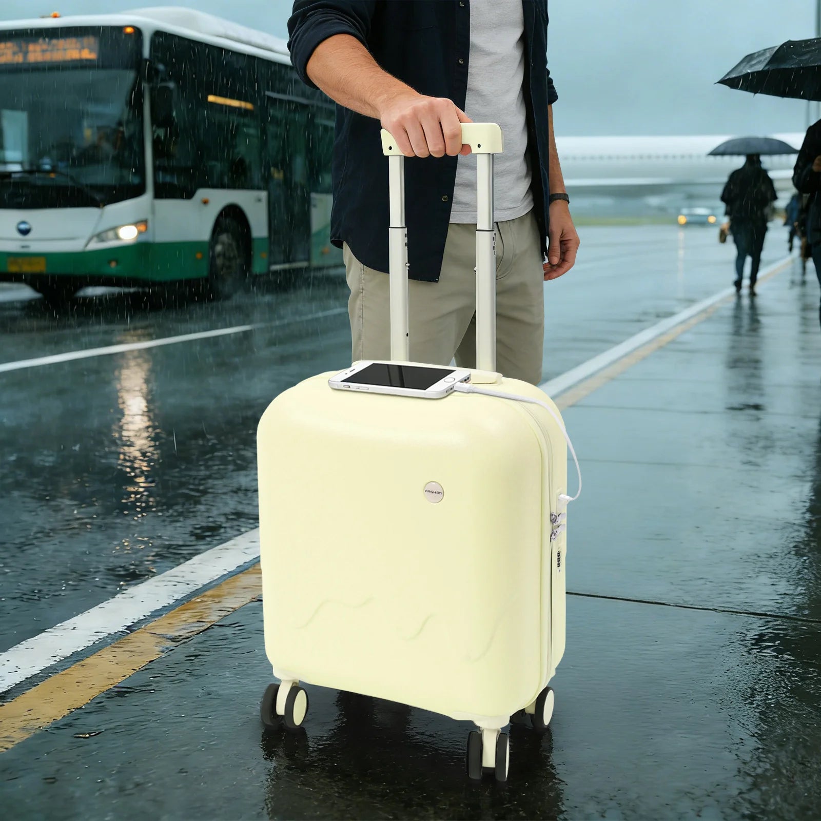 Carry-On Suitcase with USB & Cup Holder