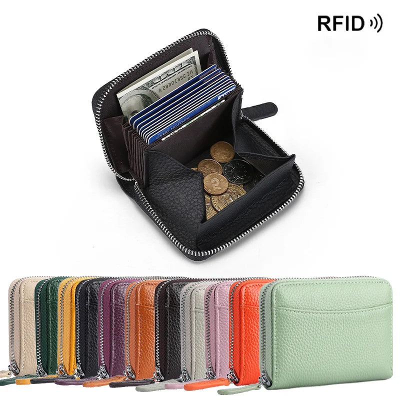 RFID Leather Zip Wallet