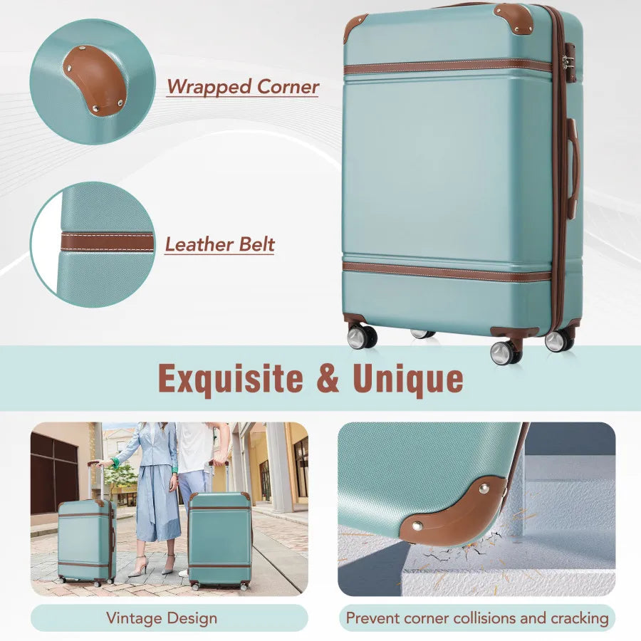 3PC Green Spinner Luggage Set