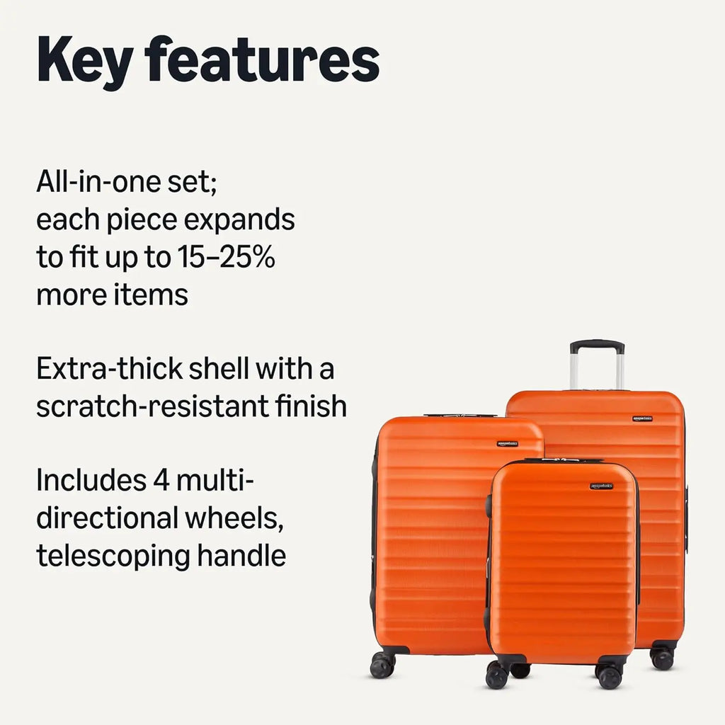3PC Orange Spinner Luggage Set