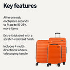 3PC Orange Spinner Luggage Set