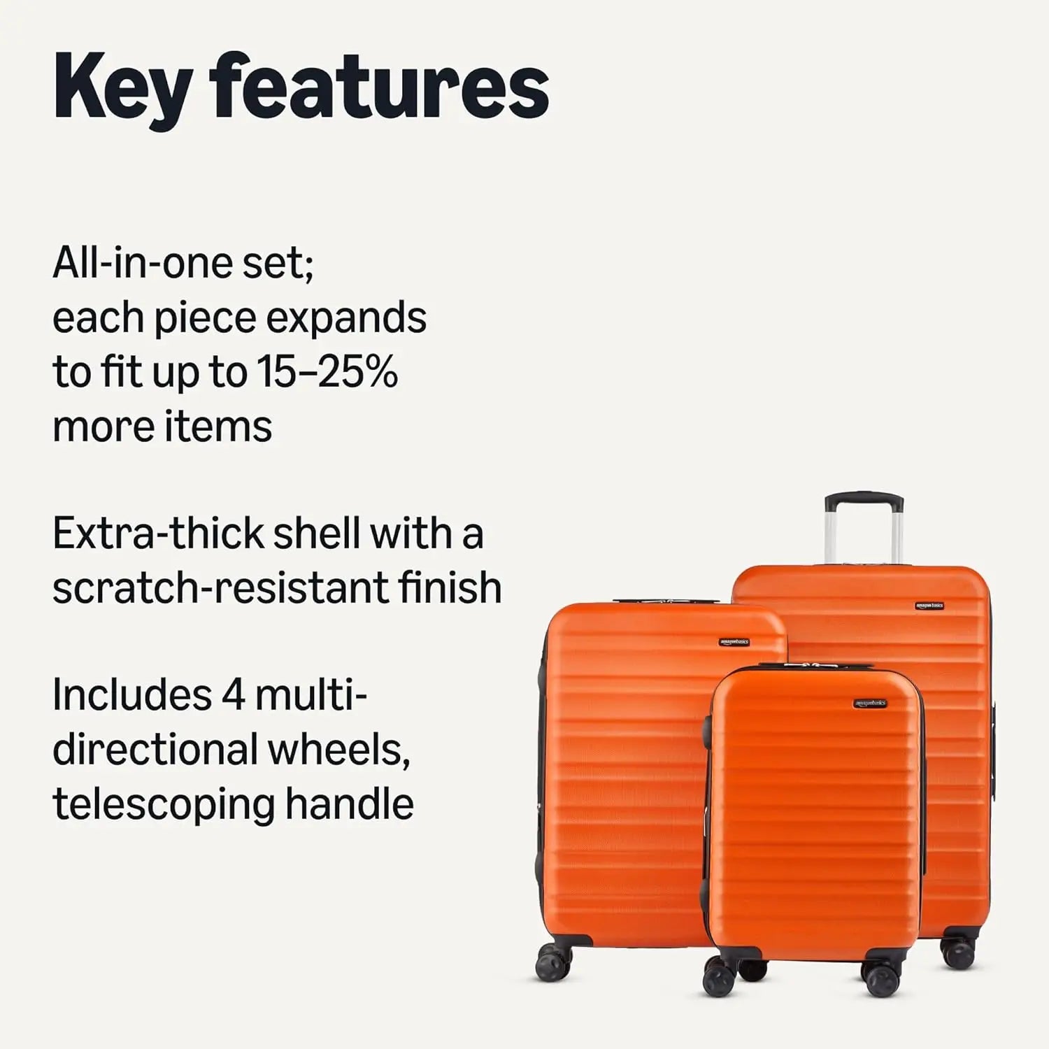 3PC Orange Spinner Luggage Set