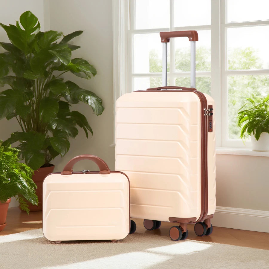 2PC ABS Spinner Luggage Set Beige