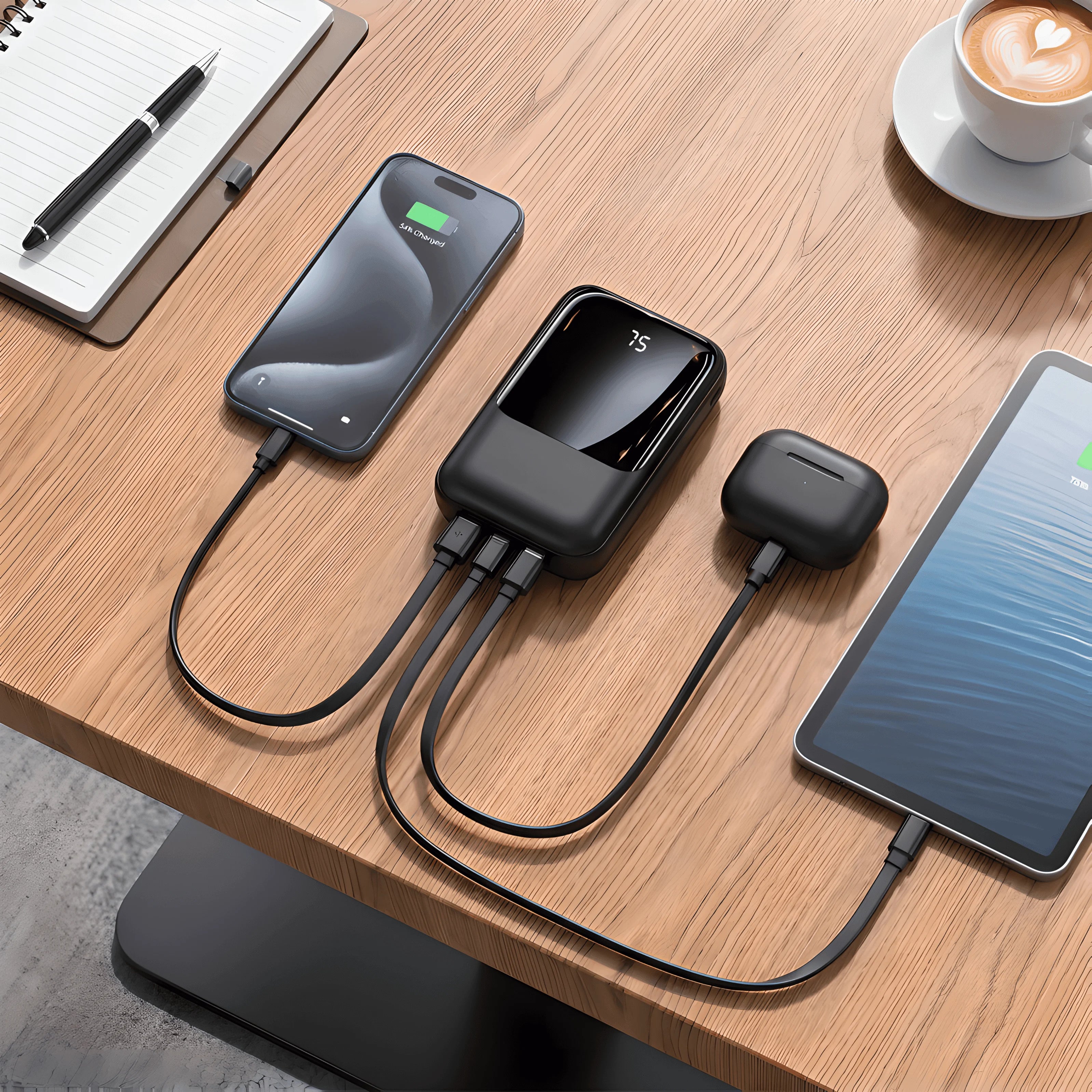 10000mAh Power Bank with Cables